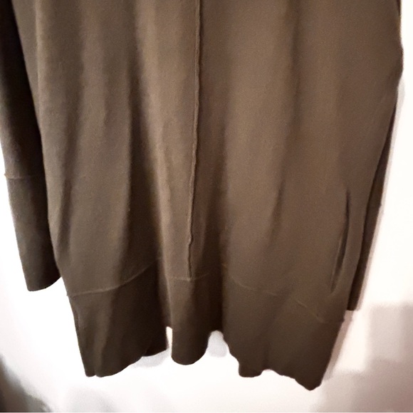 Max Studio Olive Green Open Knit Cardigan Sweater Size  XL Pockets Exposed Seam - Picture 9 of 12